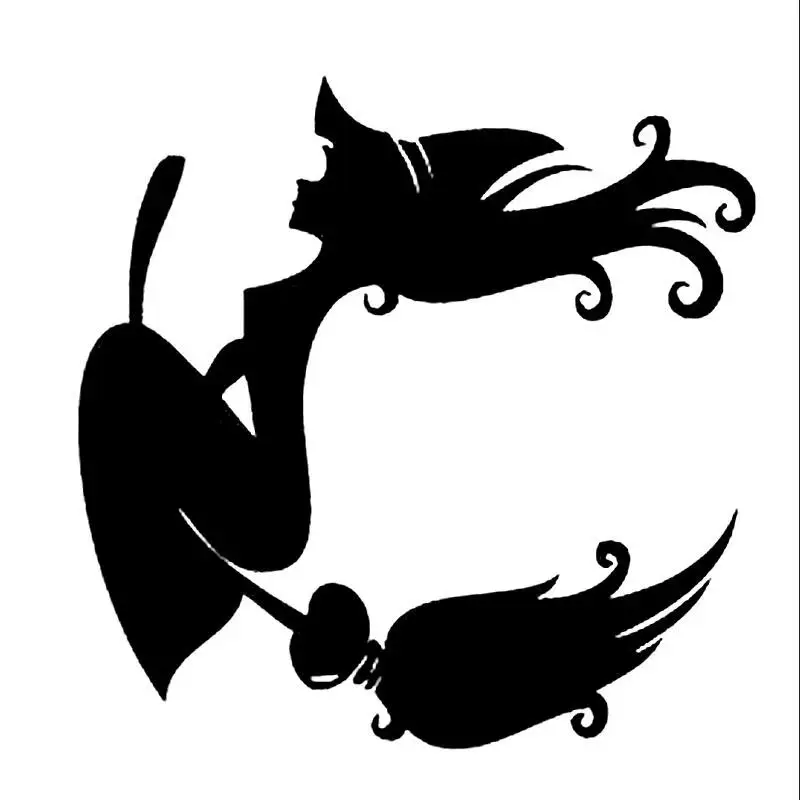 15 * 15cm Witch riding broom design, car windows, bumpers, motorcycle helmets, accessories, decorative vinyl car stickers