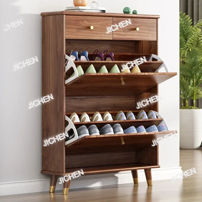 ZQT تصميم خزانة خذاء خشبية قوية عمودية جميلة غرفة المعيشة رف الأحذية المنظم توفير المساحة Schoenen Kast أثاث المنزل #1