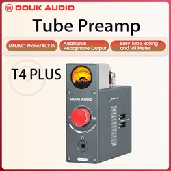 Douk Audio 5725 Vacuum Tube Phono Stage Preamp for Home Turntables Headphone Amp w/VU Meter Stereo Audio Preamp for TV/MP3/Phone