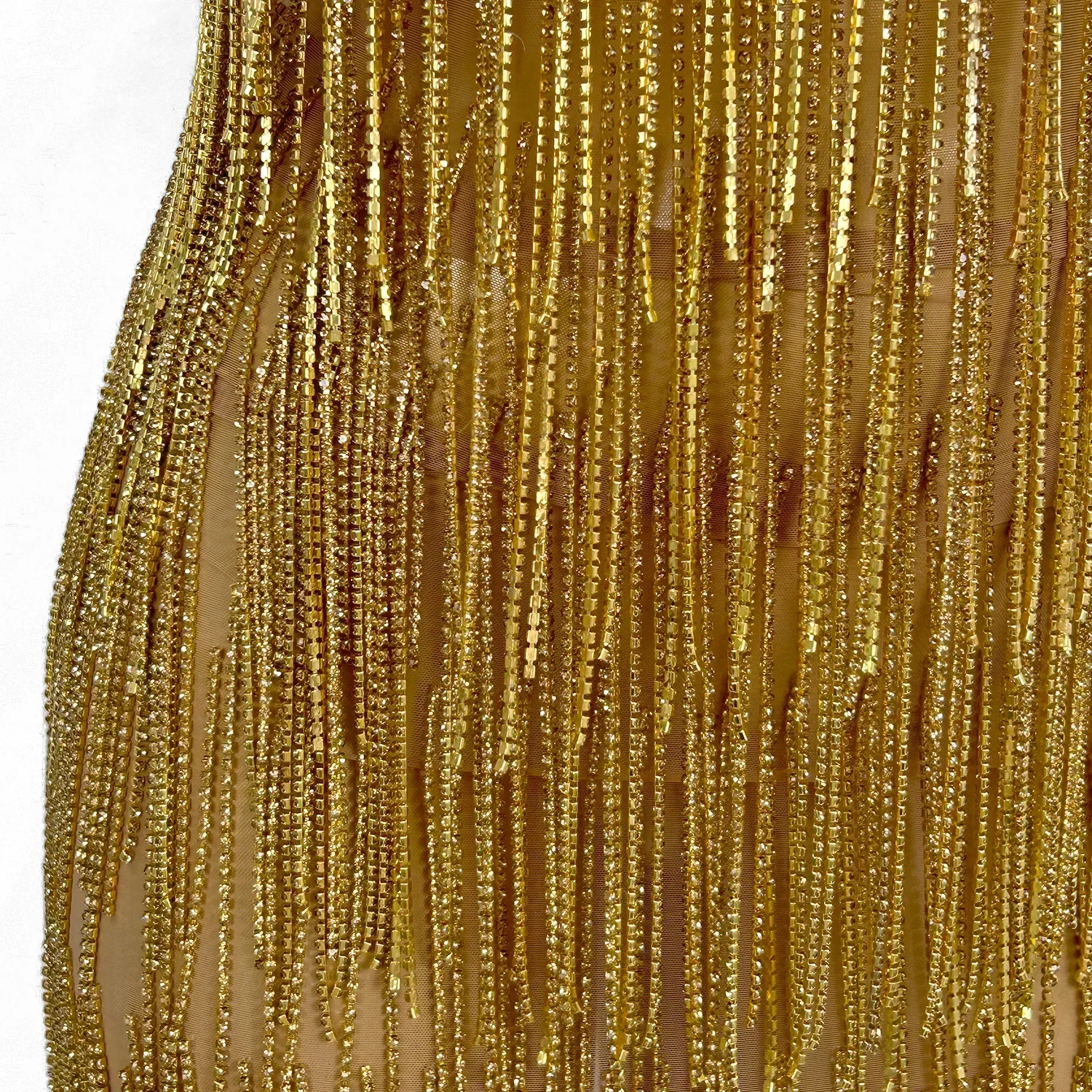 Vestido Women Sexy Show Stage Wear Sparkly Gold Rhinestone Fringe Mesh Short Dress Celebrate Birthday Wedding Evening Prom Dress