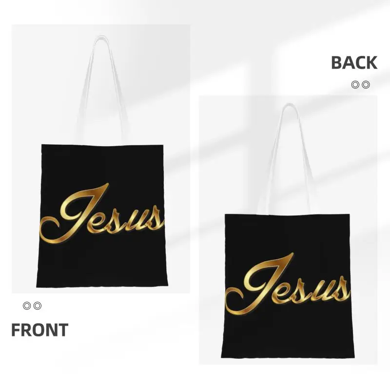 Jesus Shopping Bag Canvas Shoulder Tote Bag Christian God Bible Faith Christianity Quote Christ Religious Grocery Shopper Bags