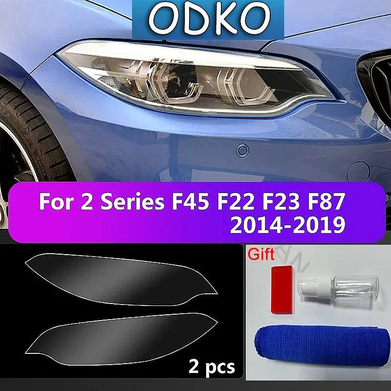 2Pcs Car Covers Headlight Protective Film For bmw F45 F22 F23 F87 2 Series M240I 220I Black TPU Sticker Decoration Accessories