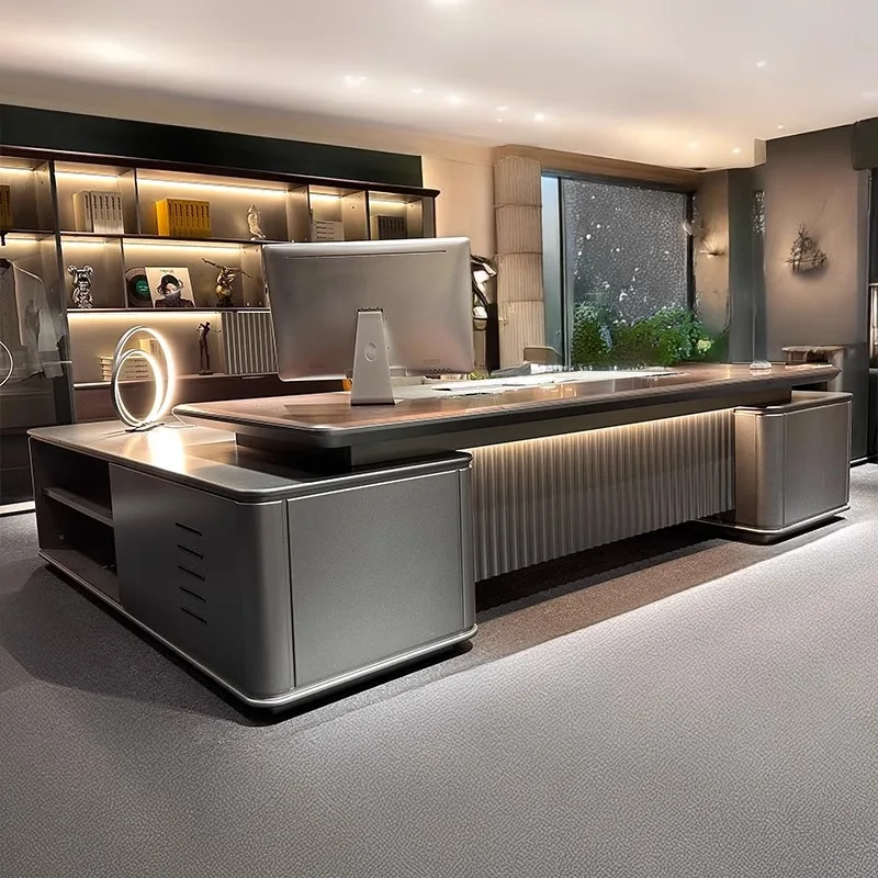 High-end boss table, president table, atmospheric chairperson's office, modern light luxury, large desk manager, supervisor tabl