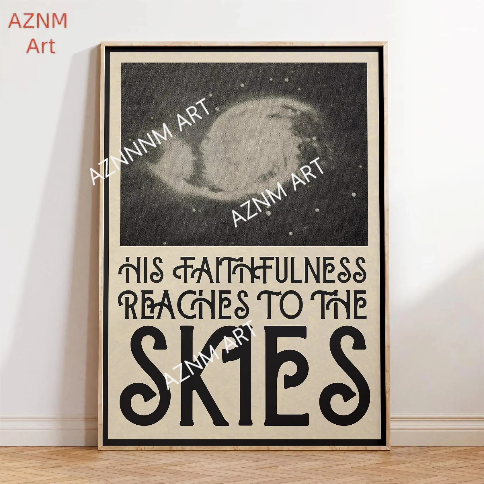 Vintage Scripture Poster Christian Wall Art Black and White Celestial with Quote Canvas Painting LIving Room Home Decor