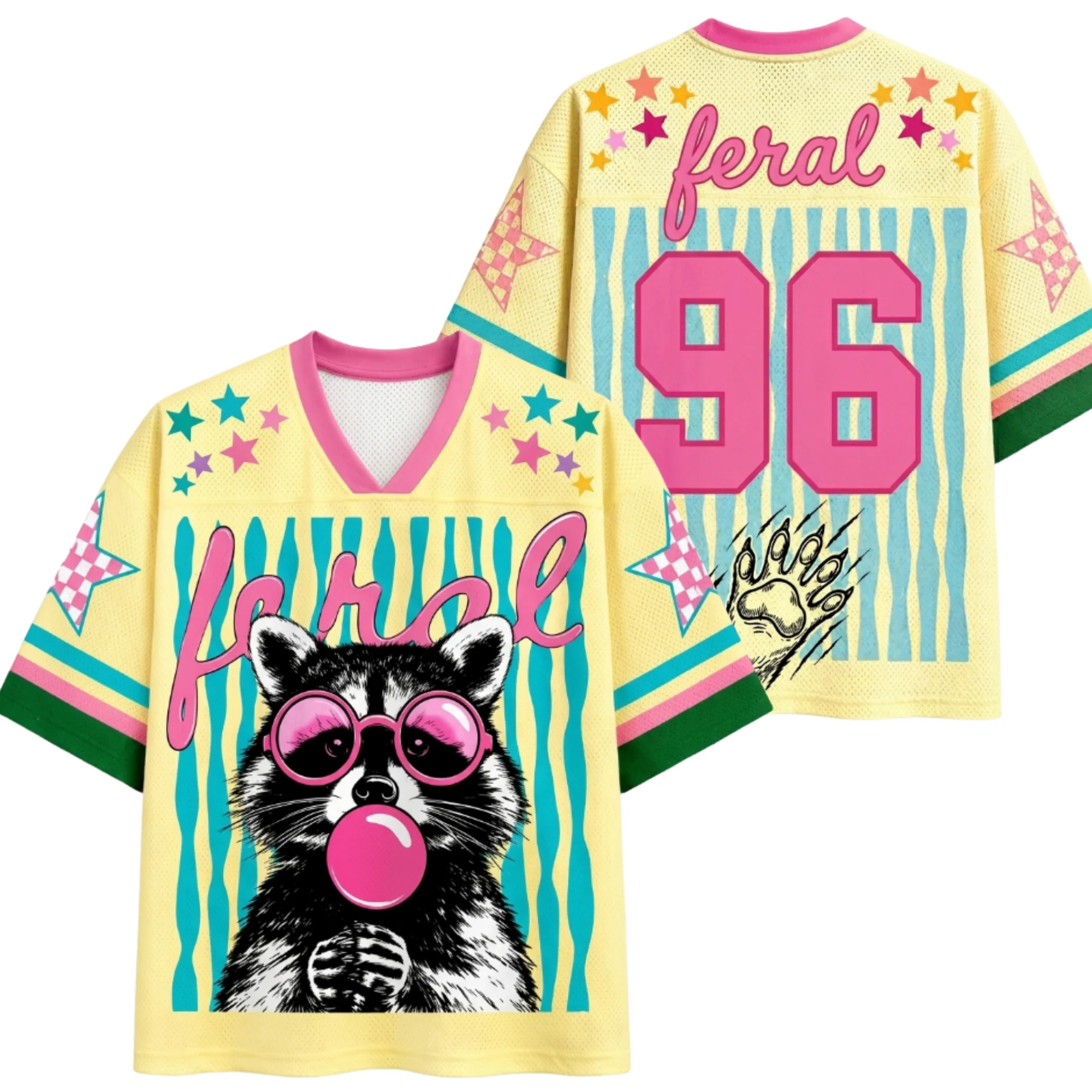 Summer Fashion Trendy Fun Shake Hip Hop Raccoon Blows Bubbles 3D Printed Street Leisure Sports Outdoor Hip Hop V-neck T-shirt