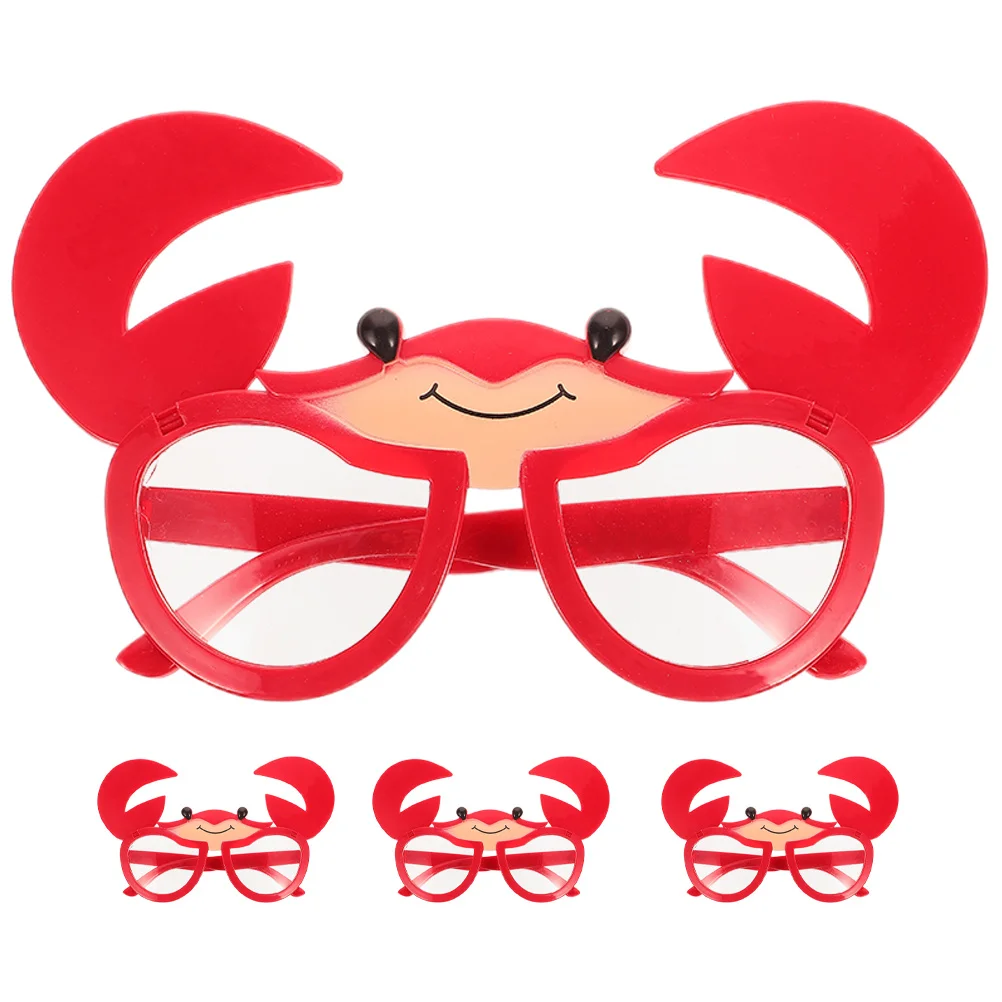

4pcs Crab Sunglasses Funny Hawaiian Party Eyeglasses Lightweight Reusable Plastic Novelty Shades For Beach Luau Festival