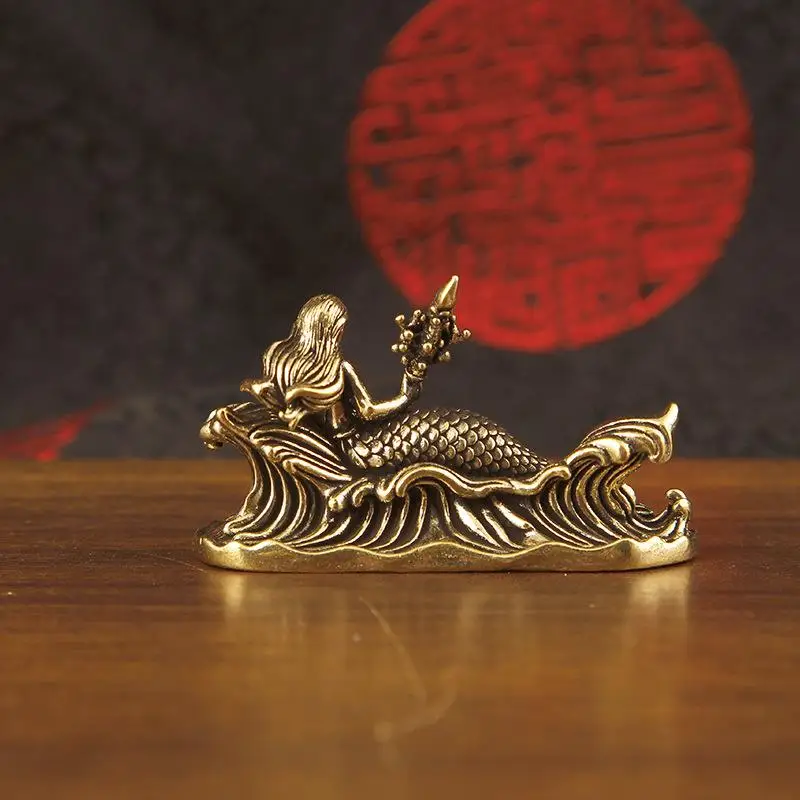 Vintage Brass Mermaid Statue Greek Ocean Goddess Art Figurine Retro Antique Style Great Gift Mythology Lovers Creative Gift