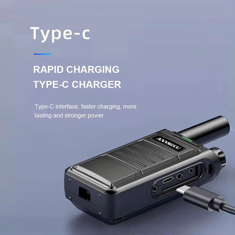 Anysecu AC-M10 2W UHF 400-470MHZ 1500mAh 16CH rádio analógico profissional FM Tansceiver um clique 50 CTCSS walkie talkie