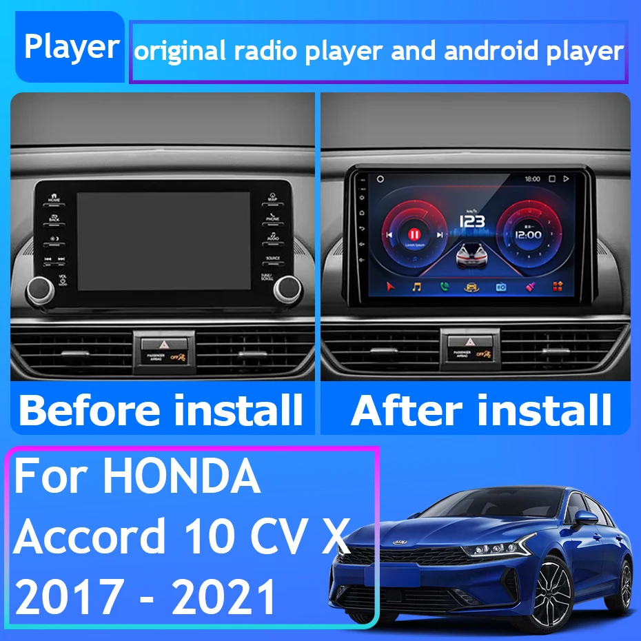 Car Radio Carplay Android 13 For HONDA Accord 10 CV X 2017 - 2021 GPS Navigation Android Auto No 2din DVD Bluetooth 5G