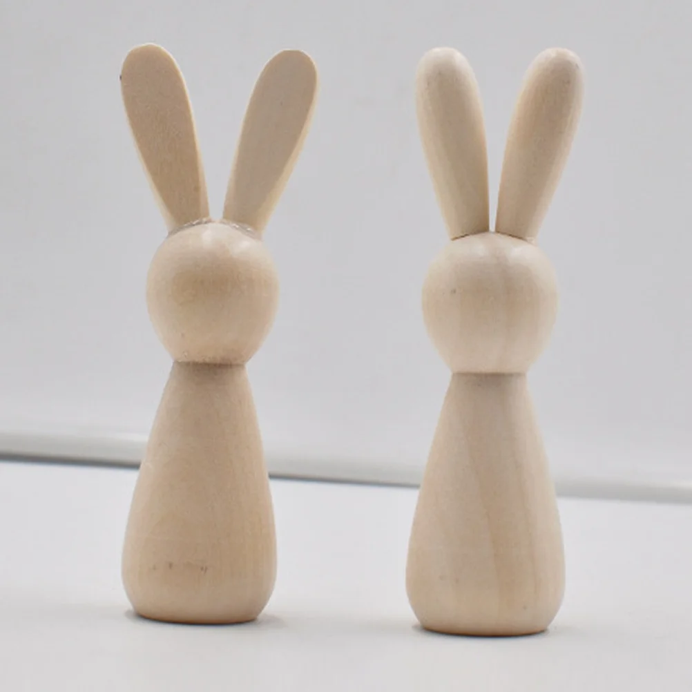 

Unfinished Wooden Bunny Figure Mini DIY Blank Wood Craft Perfect for Painting DIY Gift Creative Home Decoration Wooden Peg Bunny