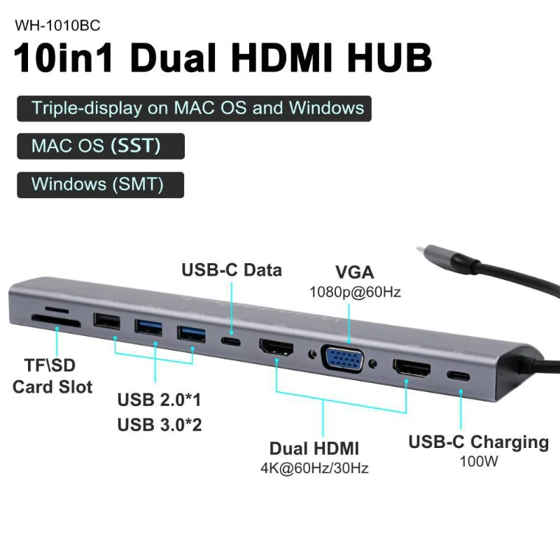 Usb3.0 Splitter Multi-port Expander Laptop HUB One Drag Ten Hubs