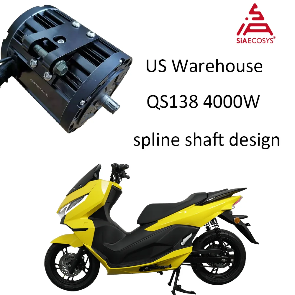

US Warehouse QS Motor QS138 4000W 90H V1 72V 100KPH Mid Drive Motor Electric Motor Spline Shaft with 14T 428 Sprocket