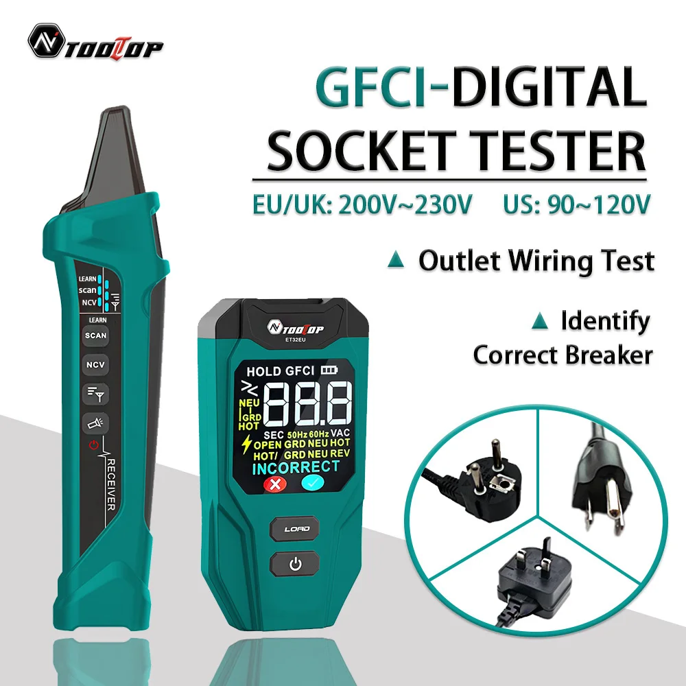 TOOLTOP ET32 Digital Circuit Breaker Finder