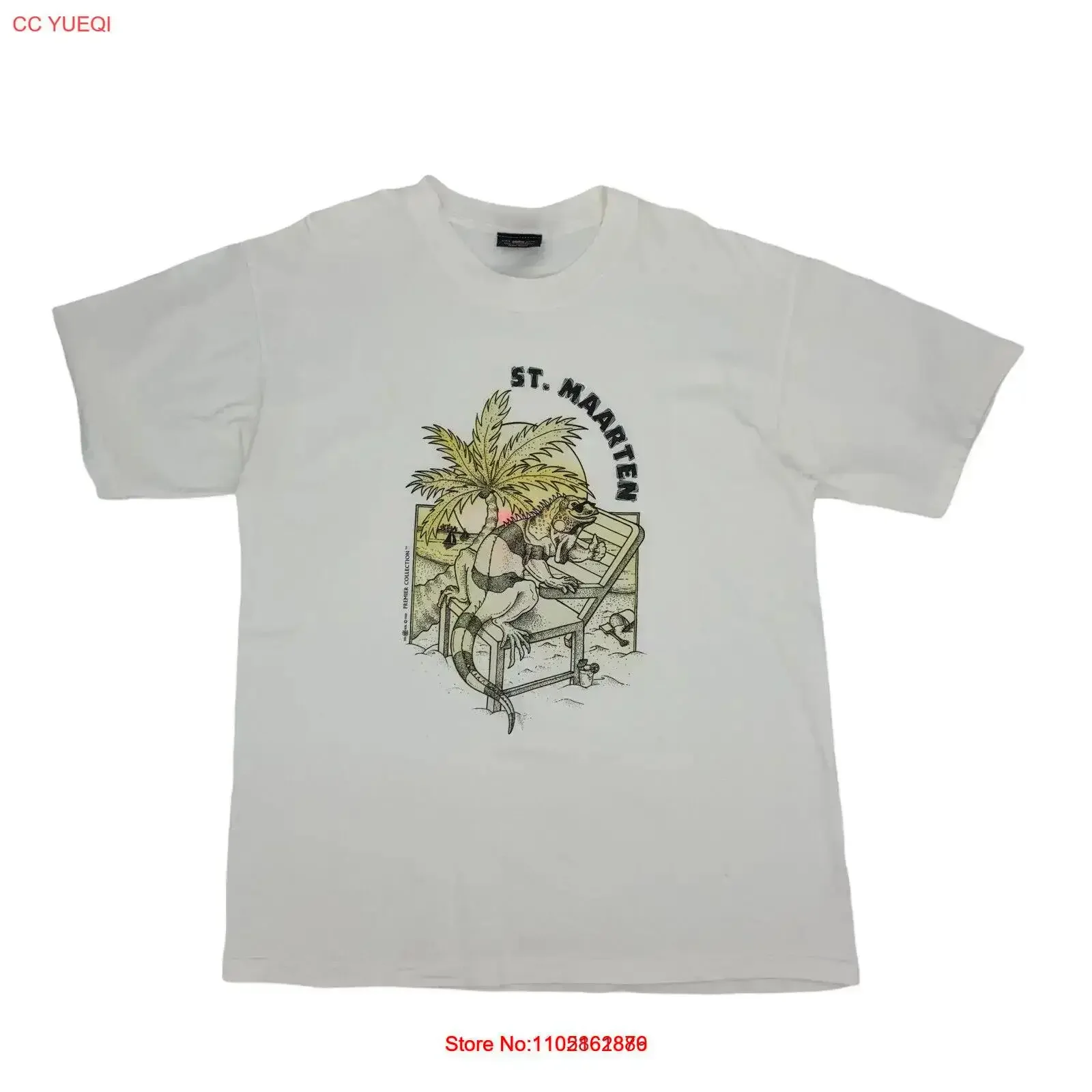 

Vintage St Maarten Bahamas T Shirt Mens L Large White 100 Cotton vintage Washed Casual Stylish homme Soft