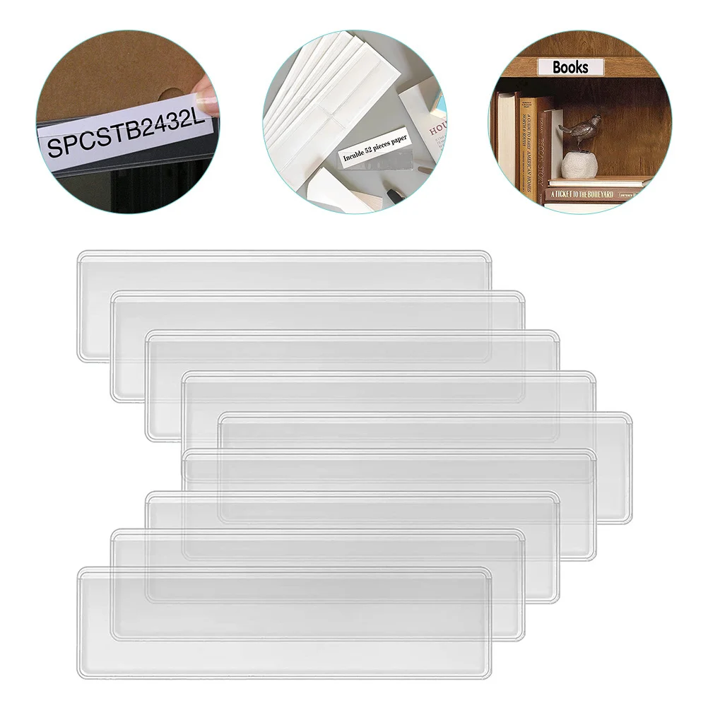 Portatarjetas transparentes autoadhesivos, Material de PVC, fuerte dureza, fácil inserción para pizarras blancas, carpetas, estanterías, 50 Uds.