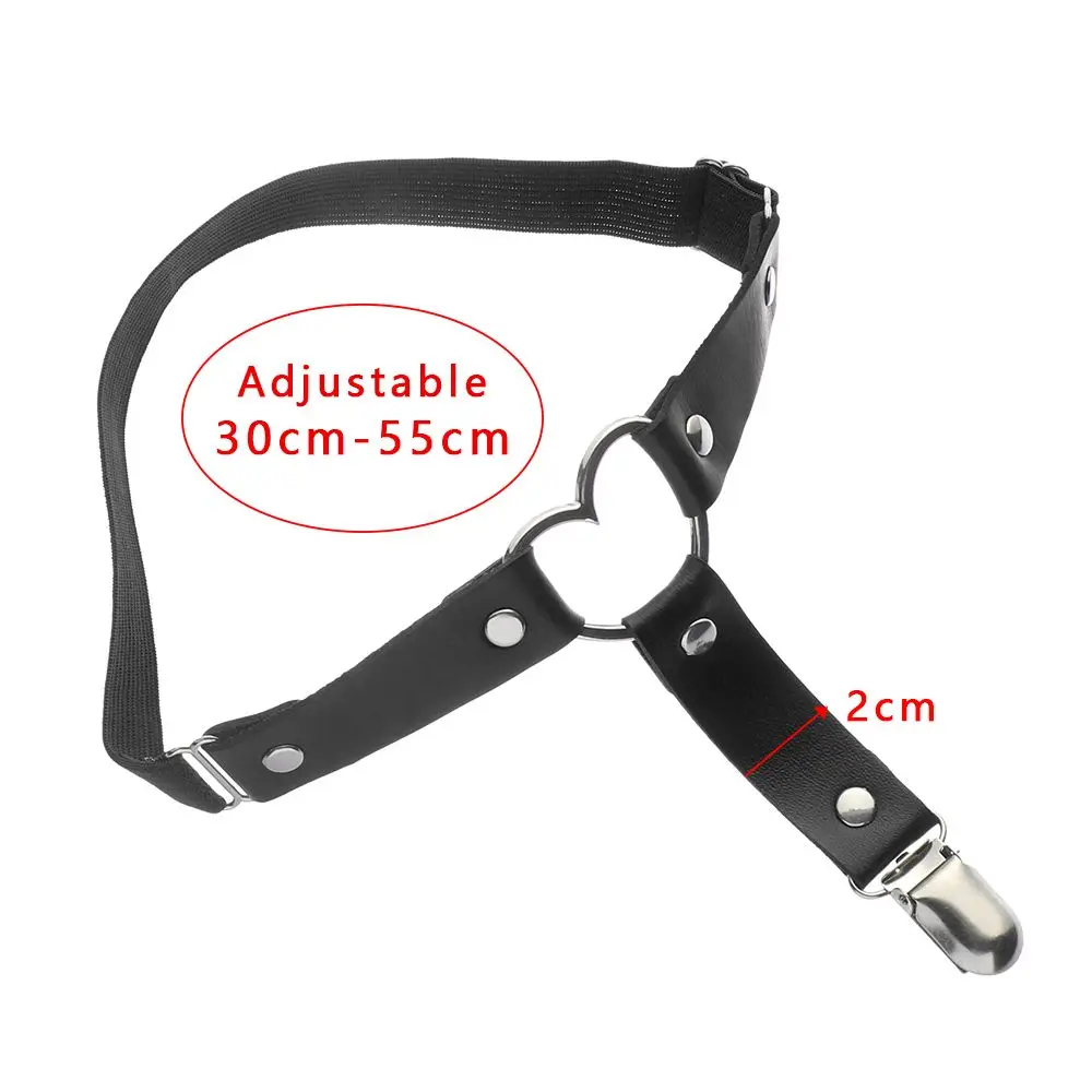 Gothic อุปกรณ์เสริมผู้หญิง Punk Garter เข็มขัด Pu หนังต้นขาสายรัดหัวใจขา Garter สายรัด