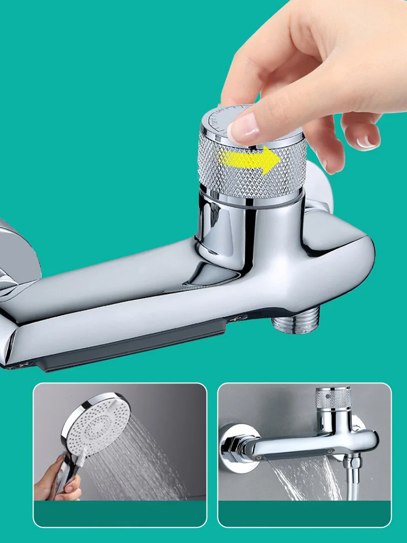 Bathroom Shower Faucet Brass Triple Bathtub Waterfall Faucet Wall Mounted Cold Hot Water Mixer Valve Nozzle Tap Control Switch