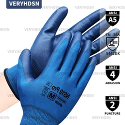 2pairs Ultra-Thin Work Gloves Polyurethane Coated High Performance Knit Wrist Cuff Durable & Breathable Light Duty Touchscreen