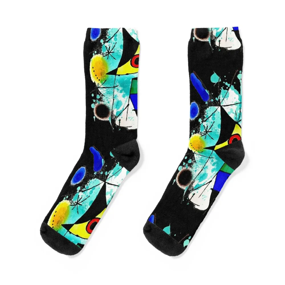 Joan Miró Abstract Surrealism - 'The Singing Fish' Socks Antiskid soccer Rugby Stockings man Women Socks Men's