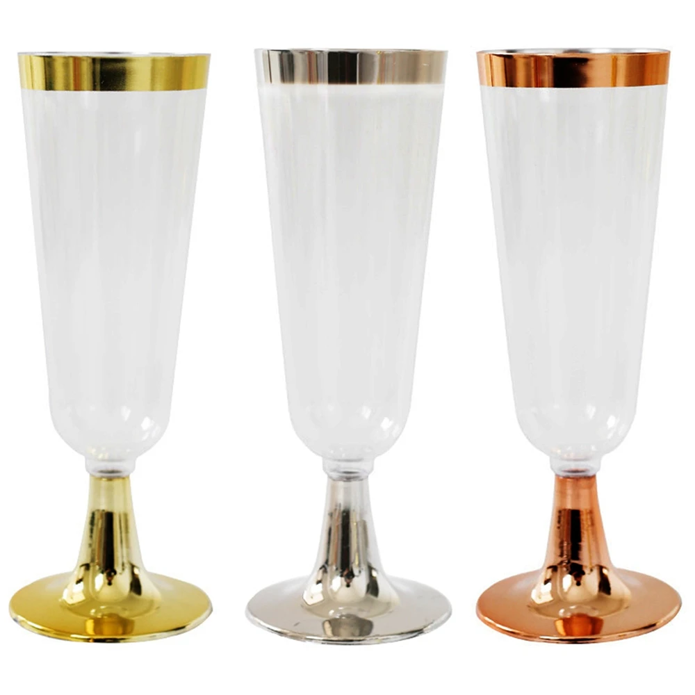 6Pcs/Set Disposable Red Wine Glass Plastic Champagne Flutes Glasses Cocktail Goblet Wedding Party Drink Cup Bar Supplies