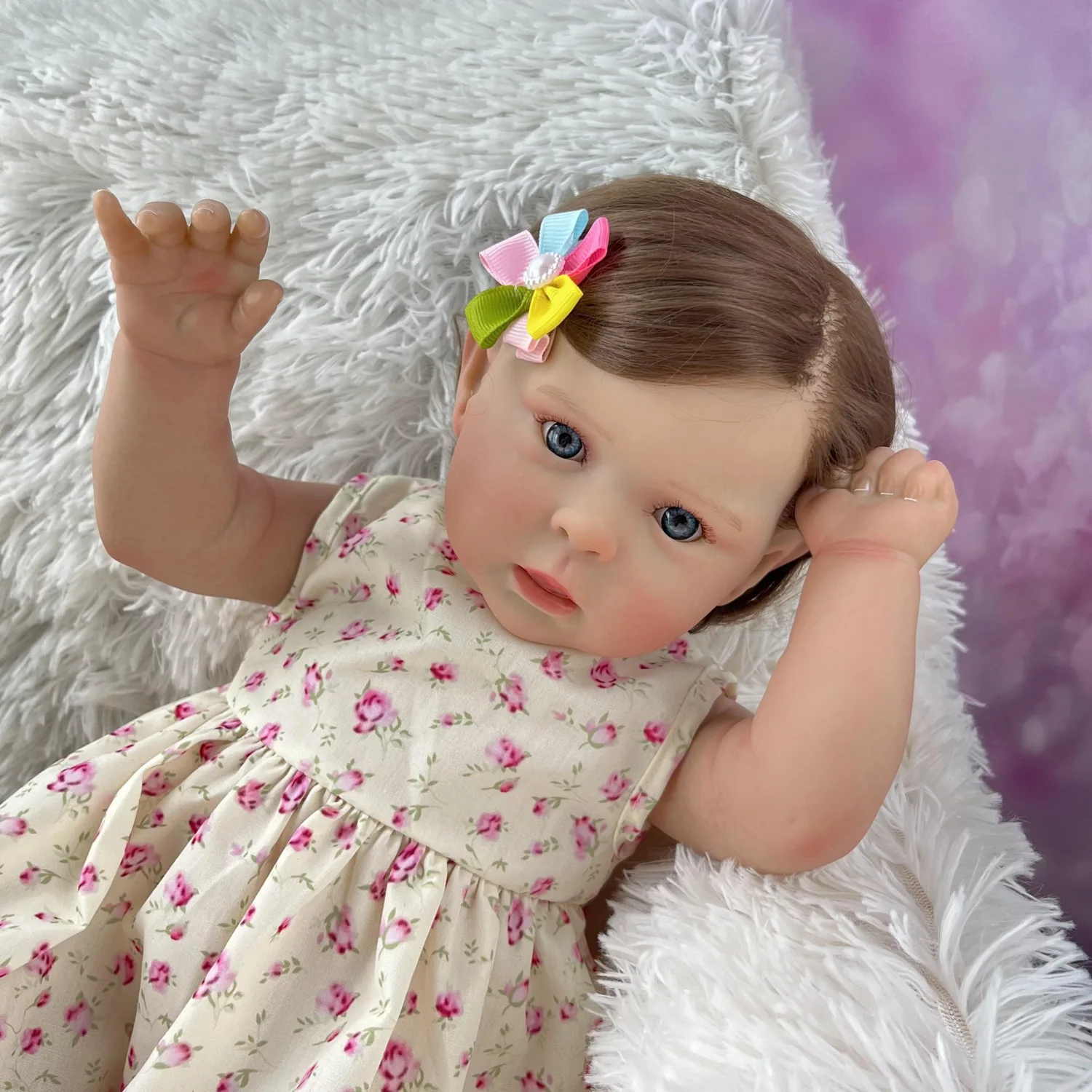 

BZDOLL 50 CM 20INCH Lifelike Reborn Baby Doll for Girls Handmade 3D Painted Skin with Vein Cloth Body Sweet Birthday Gift