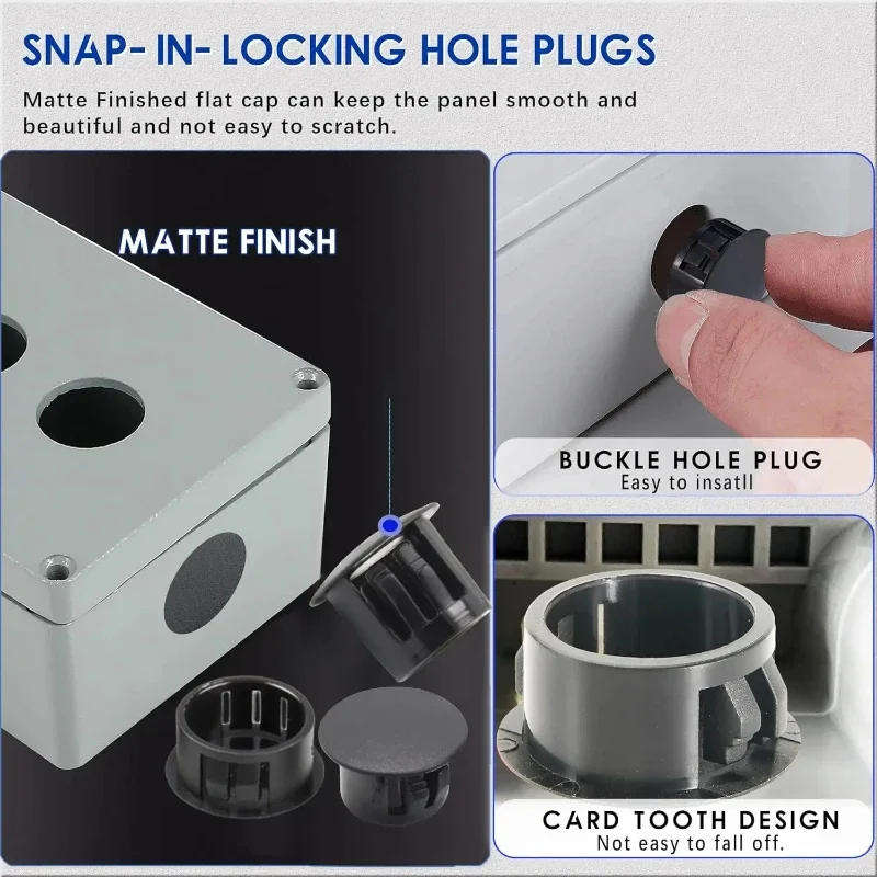 300 buah 5 mm-13 mm lubang plastik colokan berbagai macam Hitam pintu sekrup penutup cap-snap jenis masukkan mesin cuci tombol Plug Kit