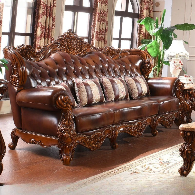 European-style villa luxury sofa, living room 1234 combination first-layer cowhide large apartment