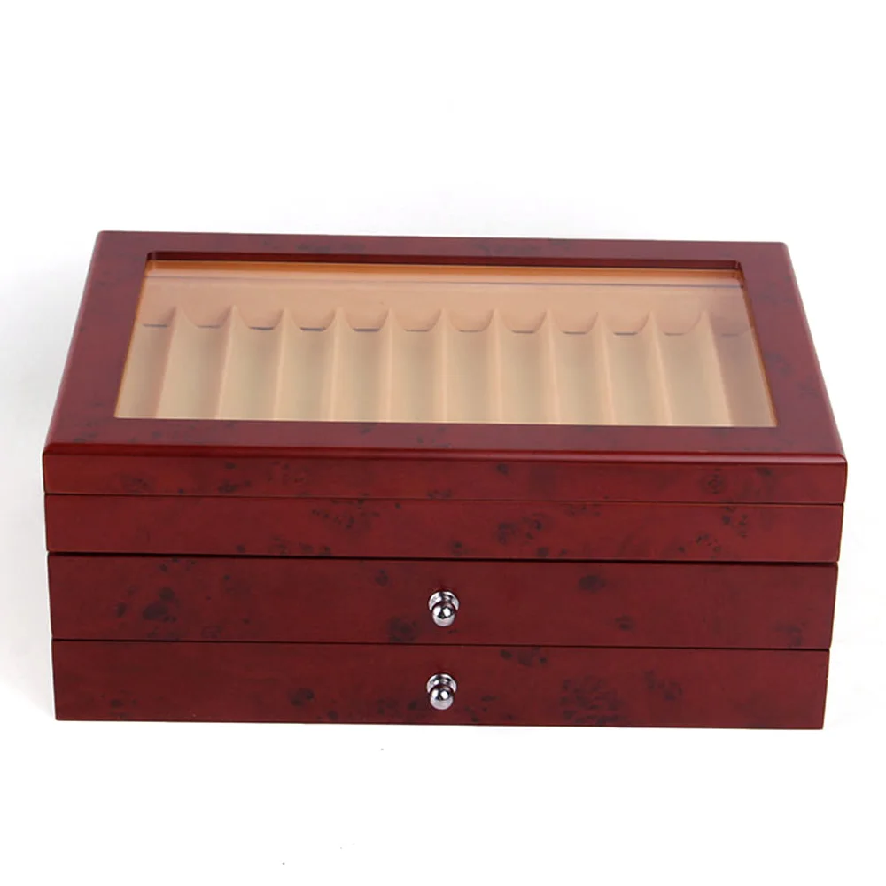 3 Layer Wood Display Case Holder Storage Collector Organizer Box 34 Fountain Pen