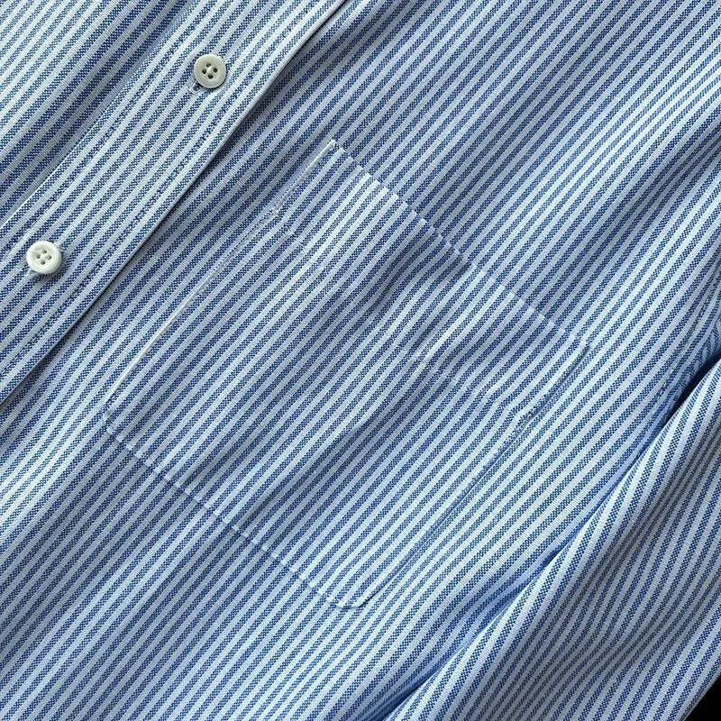 ex Ox Cloth Long Sve Gestreepte Contrasterende Kleur Casual Kraag irt Veelzijdig Woon-werkverkeer irt voor mannen en vrouwen