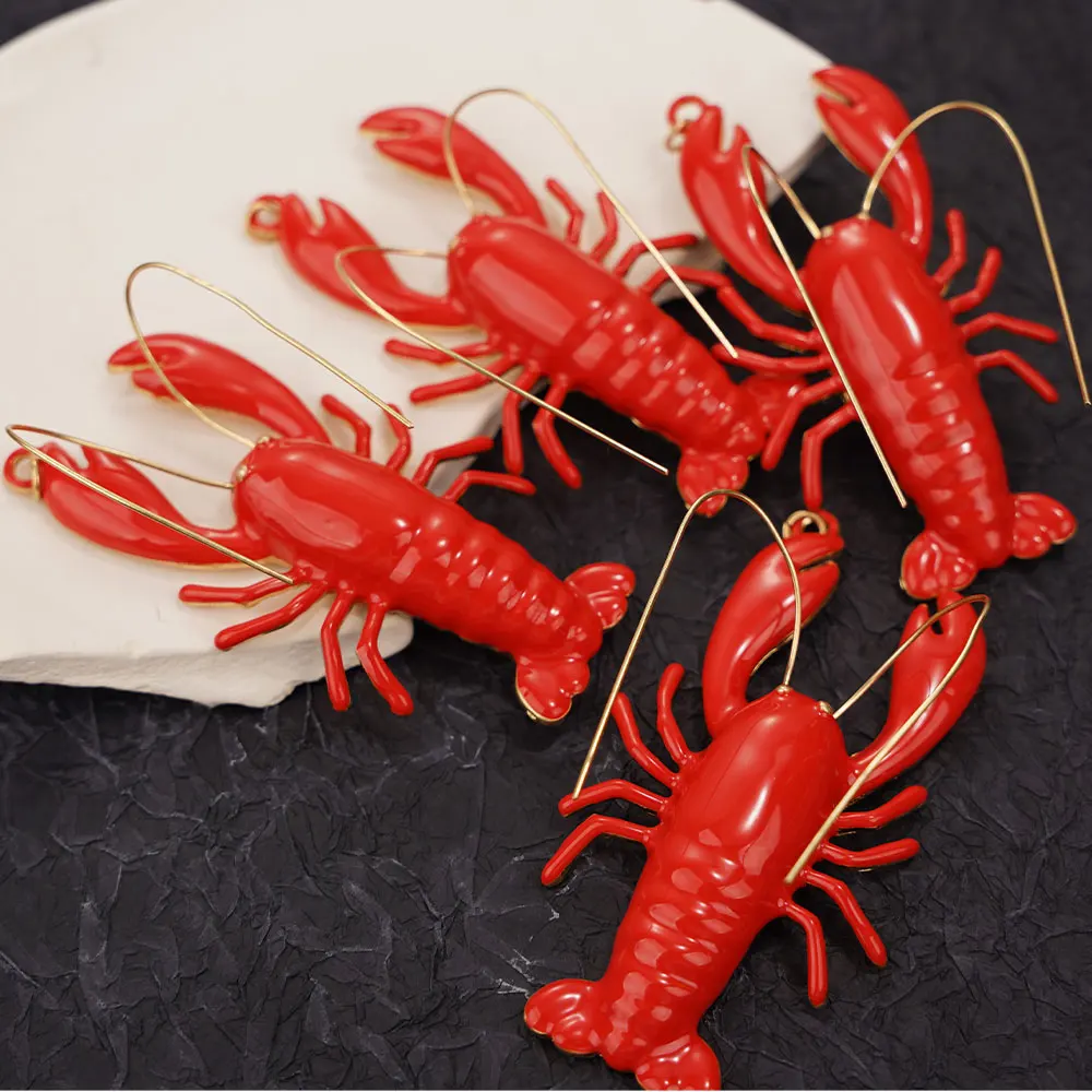 6 Pcs Red Metal Lobster Pendant Set for DIY Jewelry Making Heavy Craft Supplies for Necklaces Bracelets Key Chains Unique Des