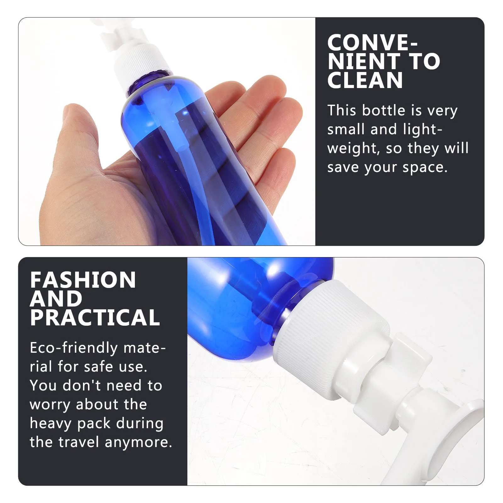 10 قطعة 100 مللي زجاجة مستحلب بلاستيكية صديقة للبيئة خفيفة الوزن للسفر شامبو غسول موزع مانعة للتسرب ماصة زرقاء