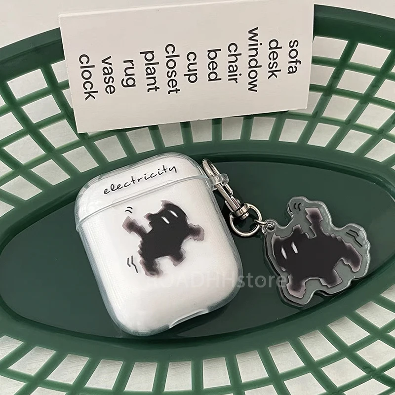 Wireless bluetooth cute cat black charging box transparent  soft silicone earphone case for apple airpods 3 pro 2 2nd 1 cover