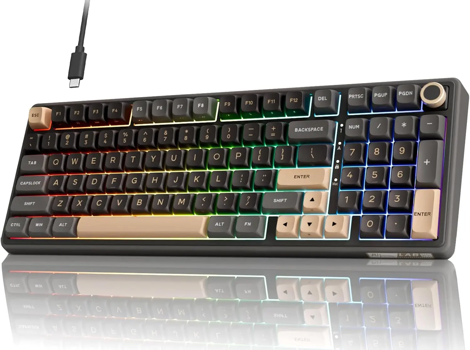 98% Wired Mechanical Gaming Keyboard with RGB Backlight, Volume Knob, Hot-Swappable Switches and Gasket Mount Design
