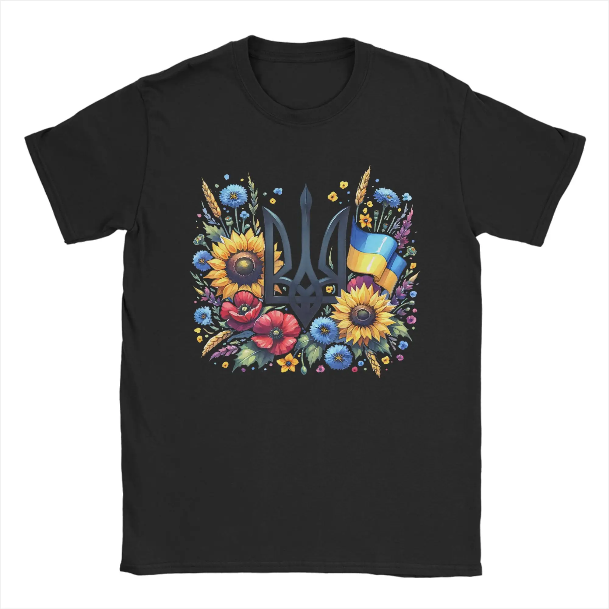 Ukrainian Trident Tryzub Ukraine T Shirts Men's  Pure Cotton Fashion for Male T-Shirt Round Neck  Tee Shirt Short Sleeve