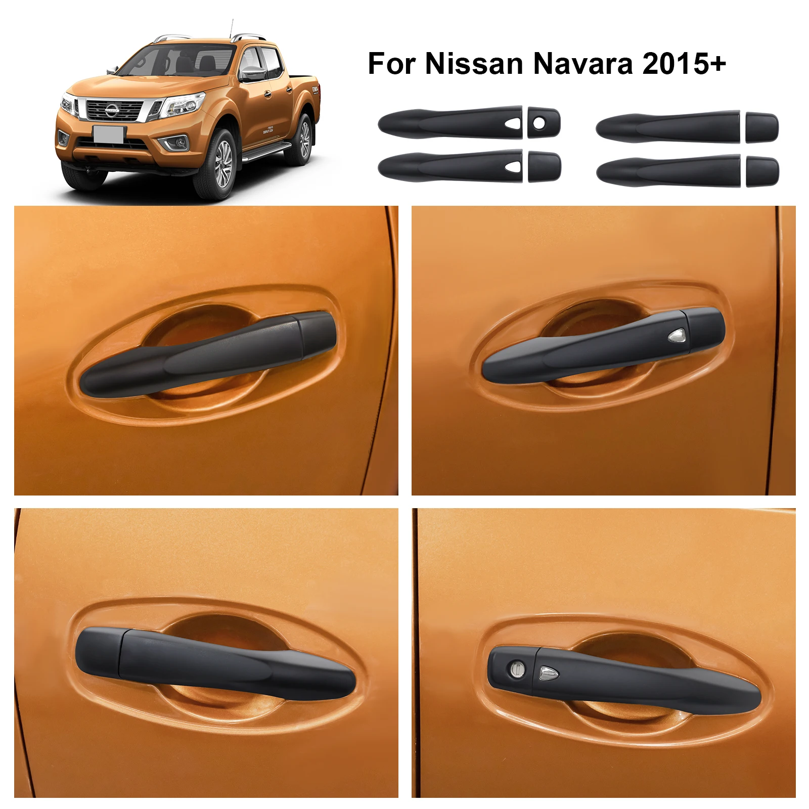 4 قطعة ماتي الأسود مقابض باب السيارة غطاء الزخرفية الكسوة لنيسان نافارا NP300 الحدود 2015 2016 2017 2018 2019 2020 2021 2022