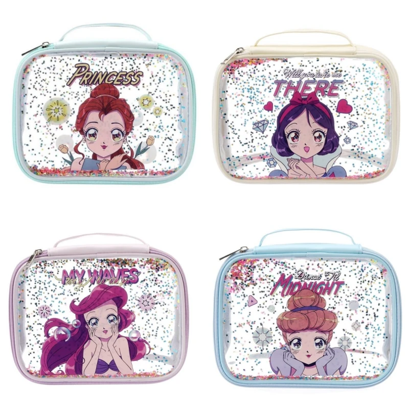 Anime Miniso Disney Snow White Series Cosmetic Handbag Cartoon Cute Women\'s Fashion Large Capacity Portable Toiletry Bag Gift