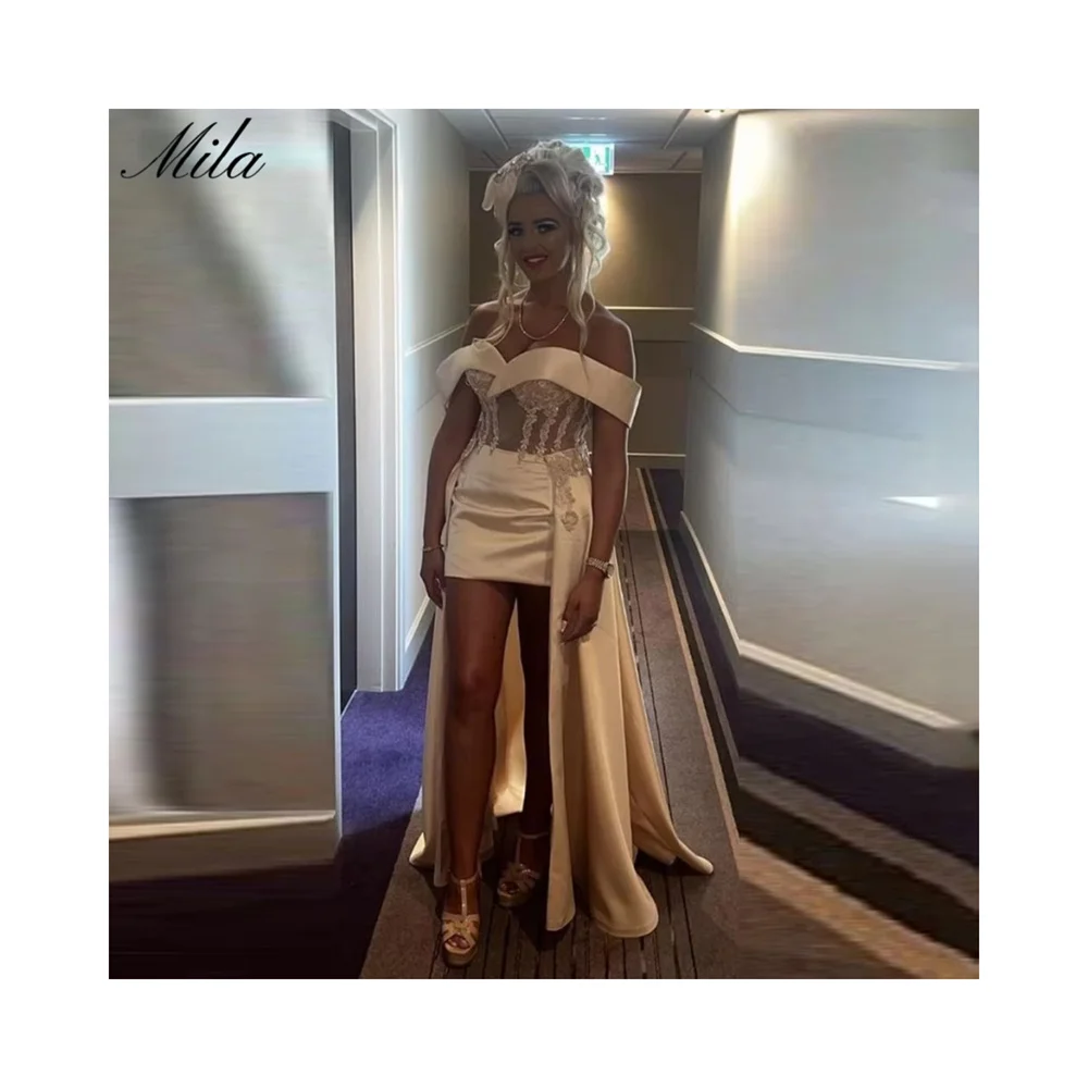 

Mila White Strapless Simple Prom Dress Customized Sleeveless Luxurious Evening Woman Dresses Sheath Mini vestidos de fiesta 2025