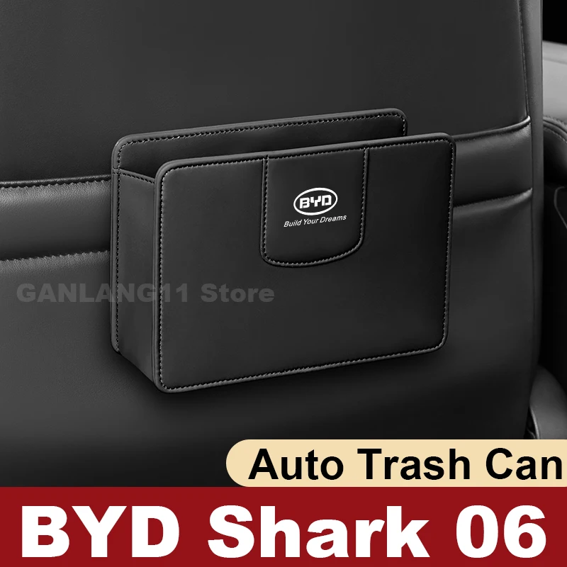 

Leather Car Organizer Storage Bag For BYD Shark 06 2024 2025 Auto Trash Can BYD Shark 06 Accessories 2025