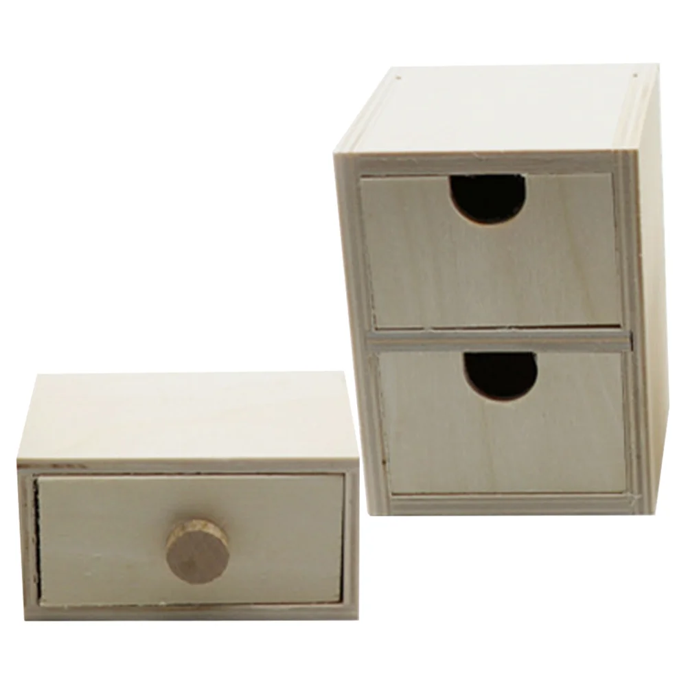 2pcs Wooden Small Drawers Unpainted Blank Small Drawers DIY DIY Wood Small Drawers