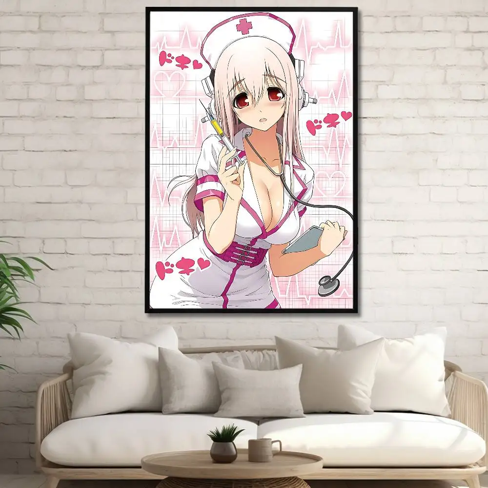Cute S-Super S-Sonico Poster Fancy Wall Sticker for Living room bar retro decorative painting room