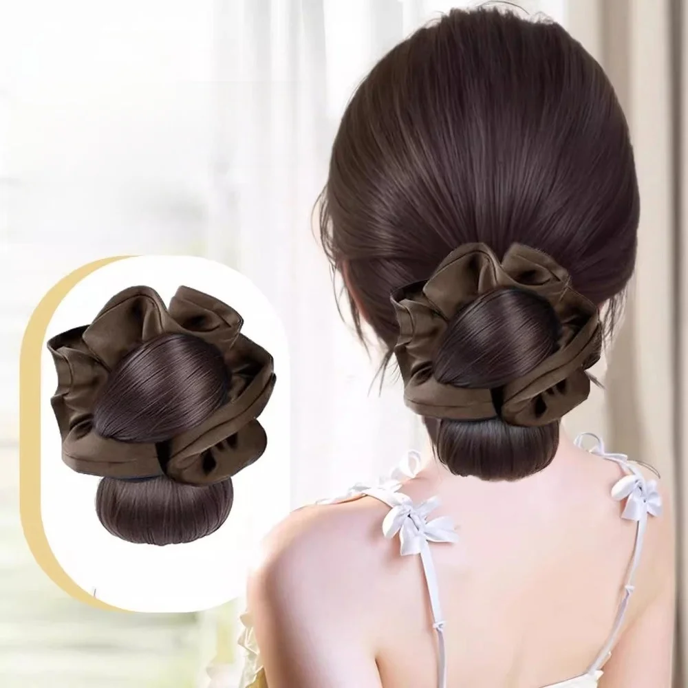 

Новый синтетический зажим для волос в виде булочки с резинкой для волос, коричневый парик, заколка для волос, пушистый женский парик