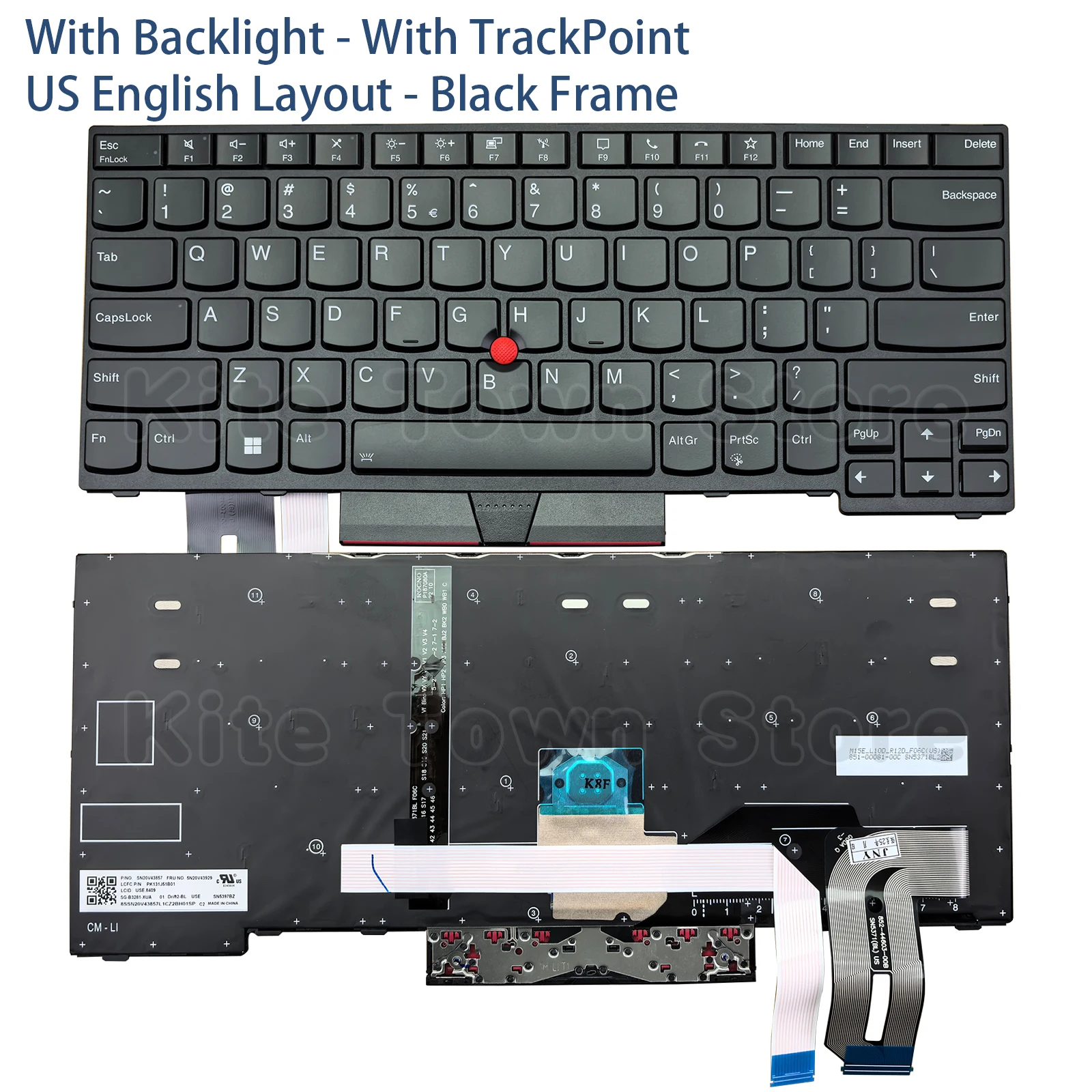 Nuevo teclado para ordenador portátil con diseño estadounidense para Lenovo Thinkpad T14 Gen1 T14 Gen2 P14s Gen1 P14s Gen2 retroiluminación con marco negro TrackPoint