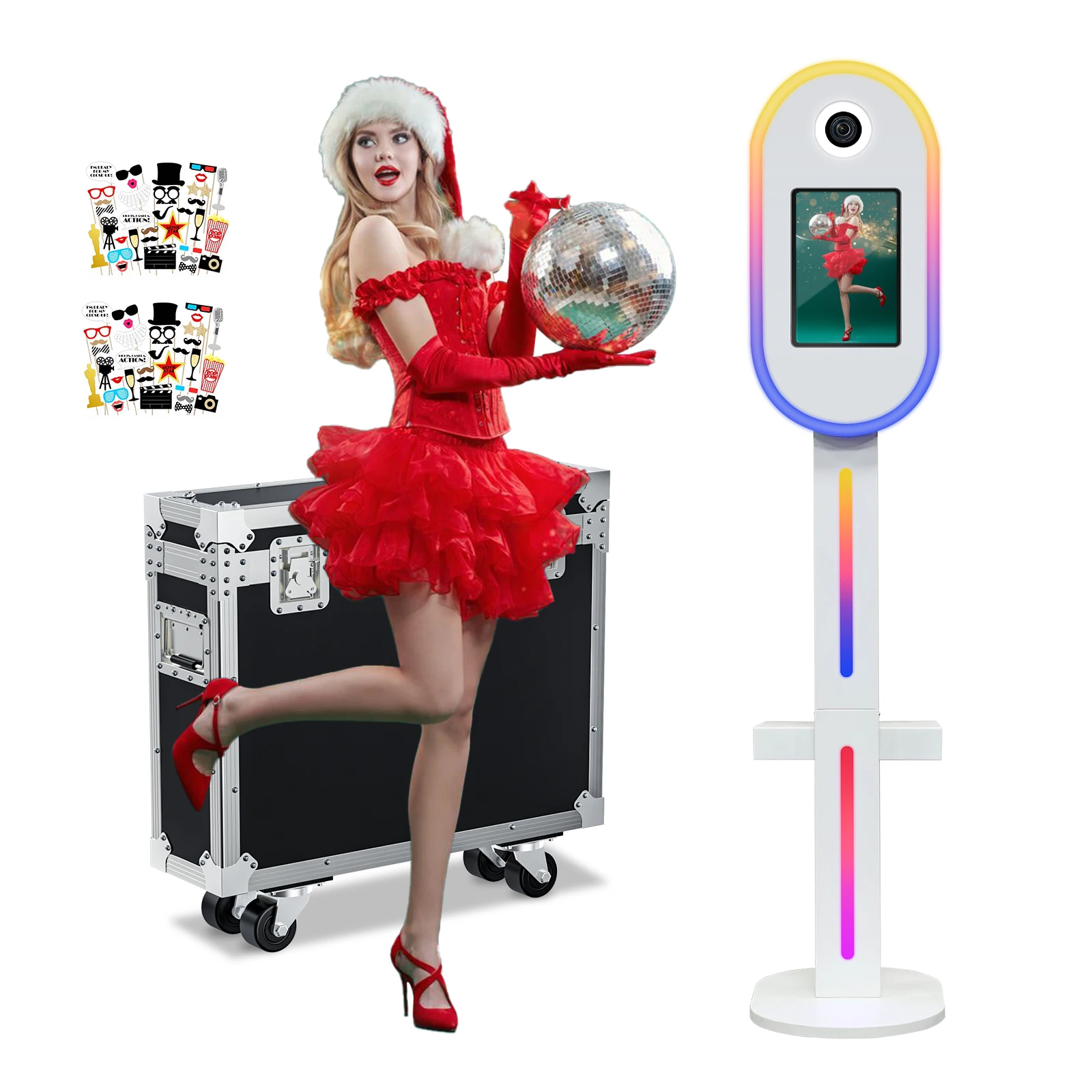 

Портативная фотобудка для iPad, совместимая с любой подставкой для фотобудки для селфи iPad с чехлом для полета (не включает iPad)