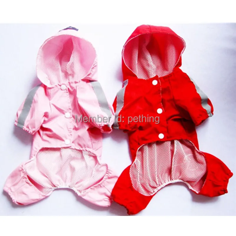 Lovely Raincoat Dog Soft Material Waterproof Puppy Raincoat Hooded Pink Red Pet Dog Raincoat XS-XL Rainny Days Clothes For Pet