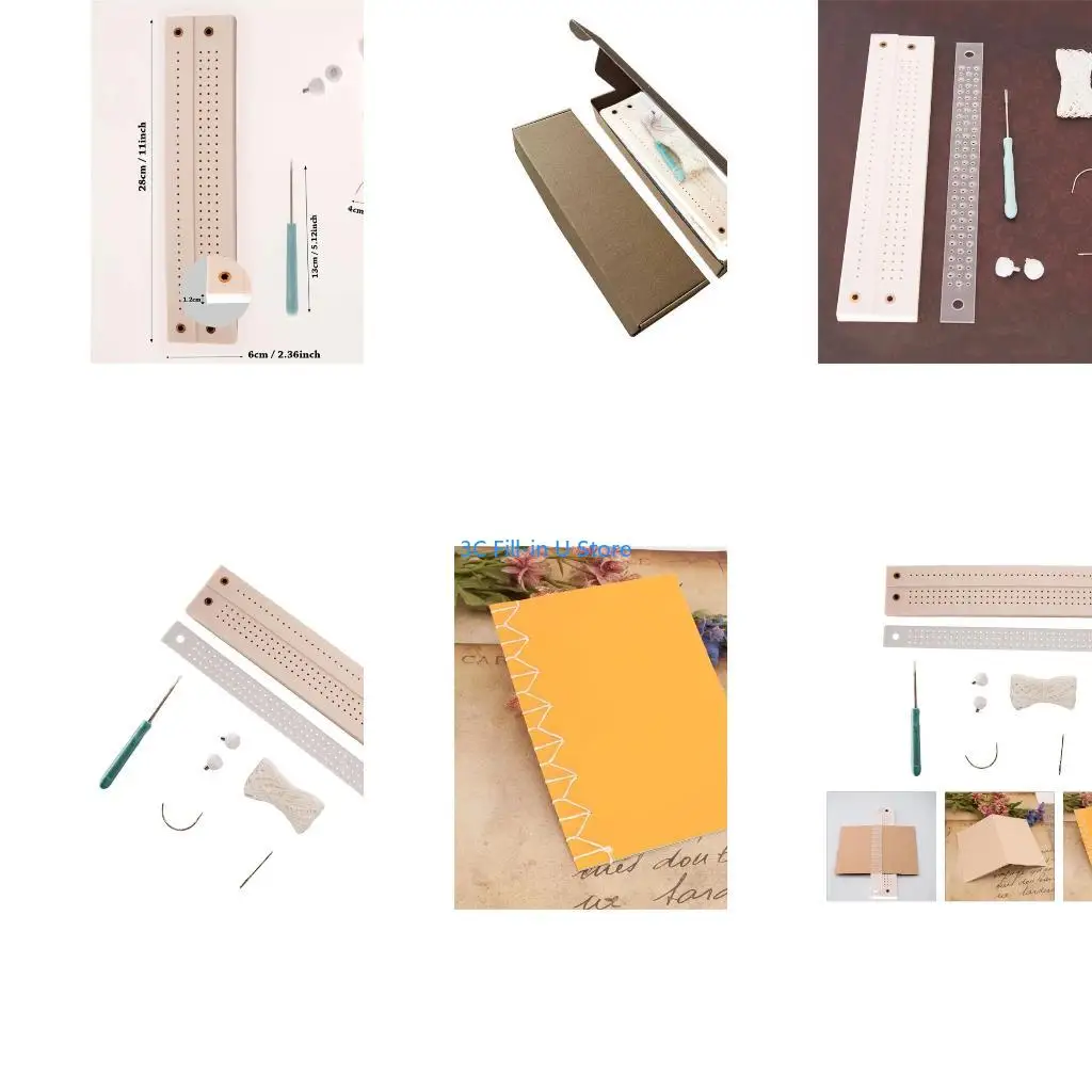 G8TA Paper Hole Puncher Base Bookbinding Supplies with Punching Tool Sewing Needle and Thread for Bookbinding Craft