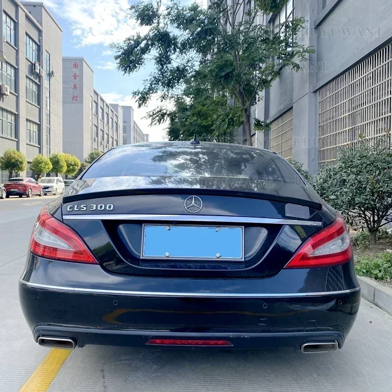 For Mercedes W218 CLS 260 300 350 400 CLS 63 2011-2016 High Quality Glossy Black Carbon Look Tail Wing Trunk Spoiler Body Kits