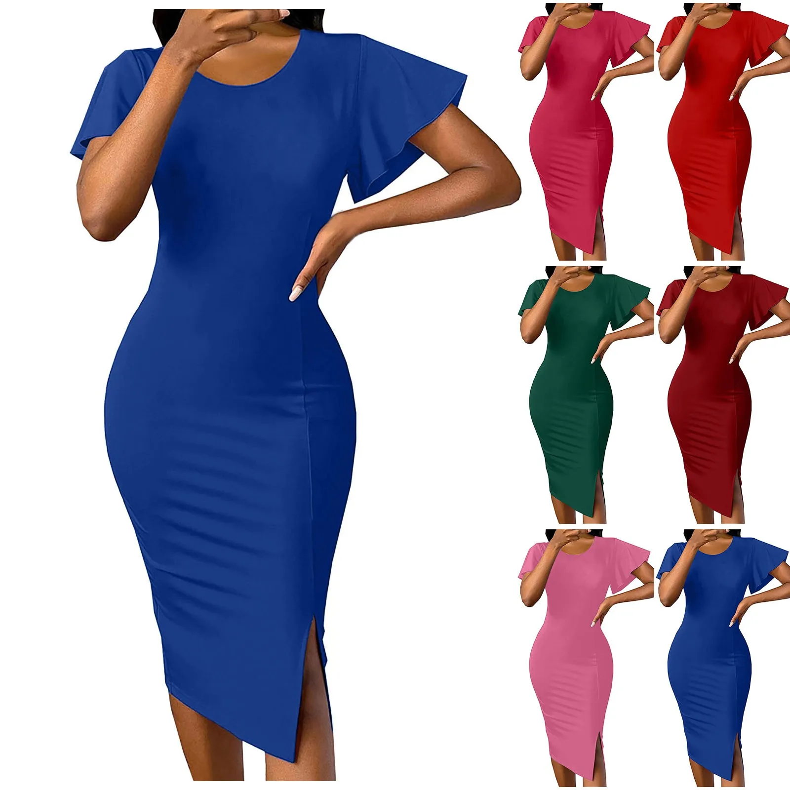 Elegant Dresses for Women O Neck Cold Shoulder Solid Package Hips Mid Calf Luxury Female Birthday Party Dinner Vestidos Mujer