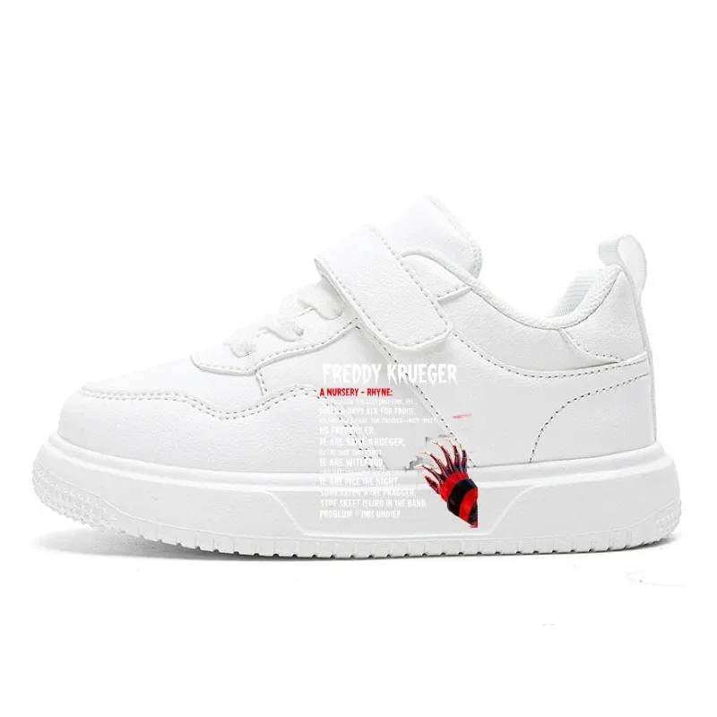 

Children's Flat Walking Casual Shoes Halloween-themed Letter Blood Hand Scary and Funny Casual Velcro Design Vulcanized Shoes