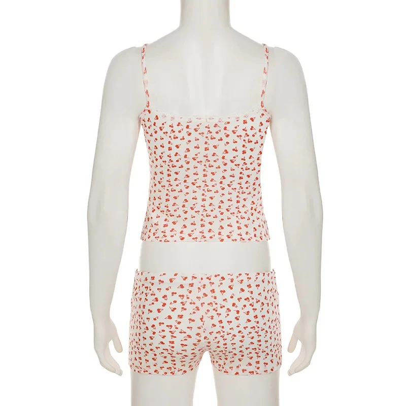 

Summer hot girl out of the street printed camisole shorts set slimming two-piece set commuting date two-piece set