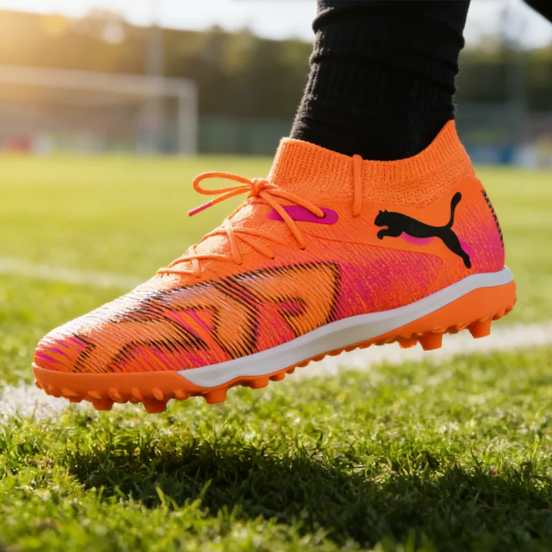 PUMA Mens TT Cleat Soccer Shoes 108597-03 TPU Heel Shield One Piece Knit Tongue Football Boots